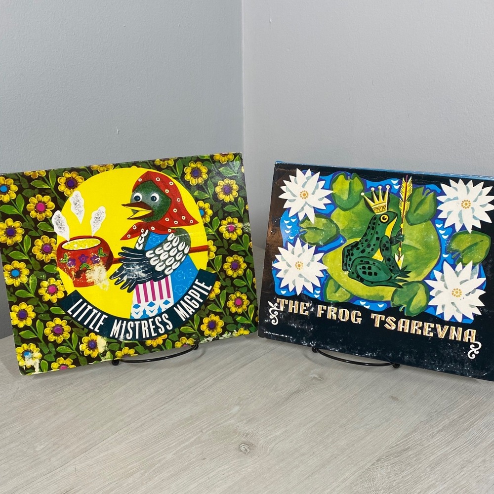 Vintage 1981 USSR Russian Folk Tale Pop-Up Books Frog Tsarevna Mistress Magpie